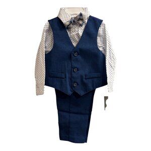 Van Heusen Baby Set Boy18M 4 Piece Formal Vest Pant Shirt‎ Tie Blue Jean Western